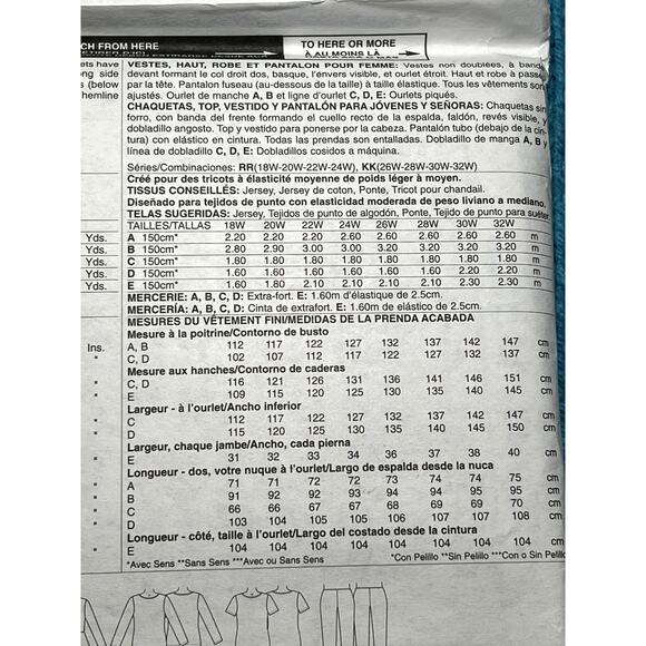 McCalls 7204 Sewing patternjacket top dress psnts size 18w 20w 22w 24w - Picture 4 of 6